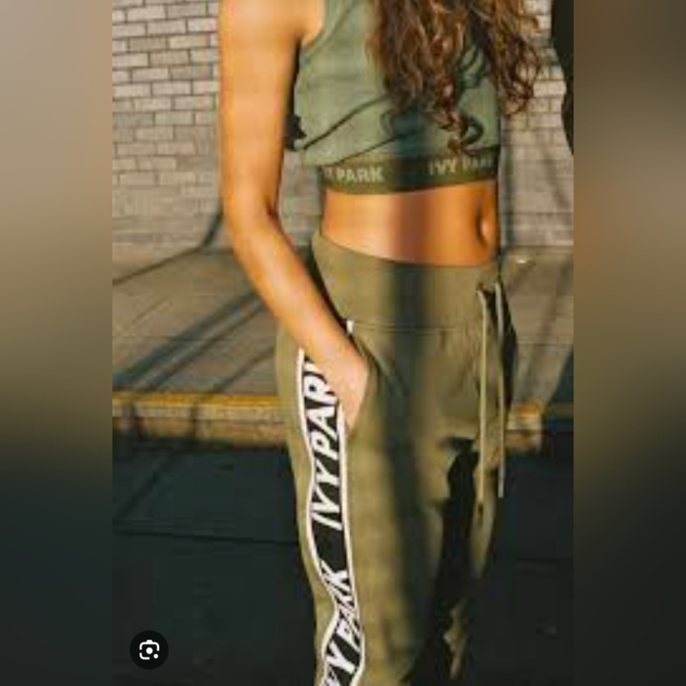 Ivy Park by "Beyonce" Logo Tape Jogger Pants - Green Black XS/S